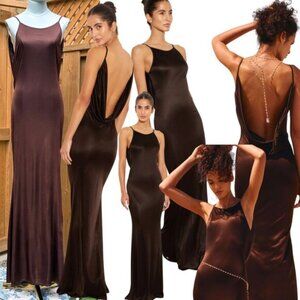 🆕 RAT & BOA 🧿 NWOT Deia Slinky Little Brown Jersey Dress, Sz S US 4